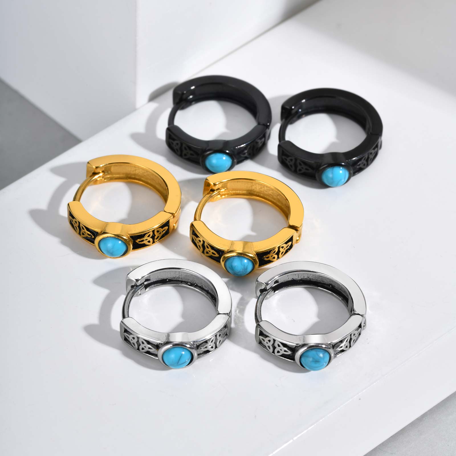 Vintage Celtic Knot Natural St - Turquoise Stone Ring บทวิจารณ์และราคา