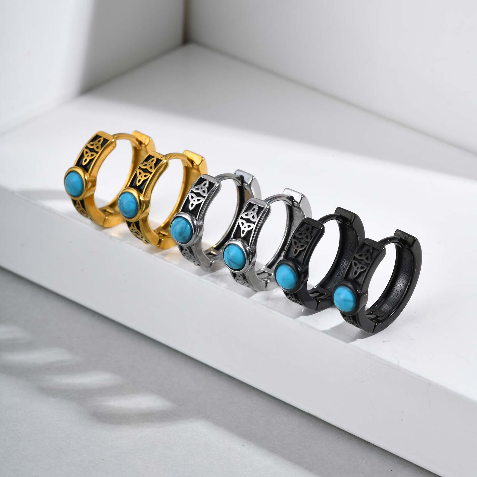 Vintage Celtic Knot Natural St - Turquoise Stone Ring บทวิจารณ์และราคา
