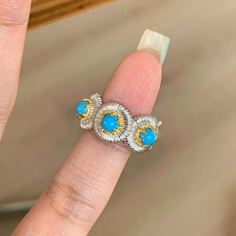 Natural Blue Turquoise Stones  - Turquoise Stone Ring บทวิจารณ์และราคา