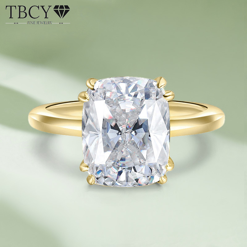 TBCYD 4CT 8*10MM D Color Cushi - Moissanite Ring บทวิจารณ์และราคา