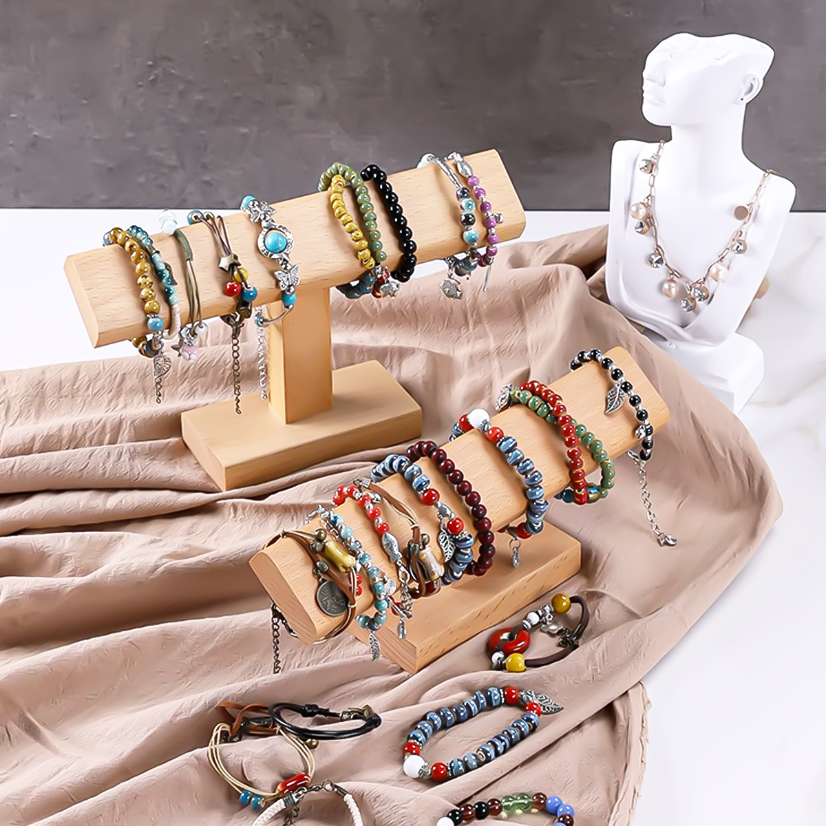 Wooden New T-Bar Vintage Walnu - Jewelry Stand Watches บทวิจารณ์และราคา