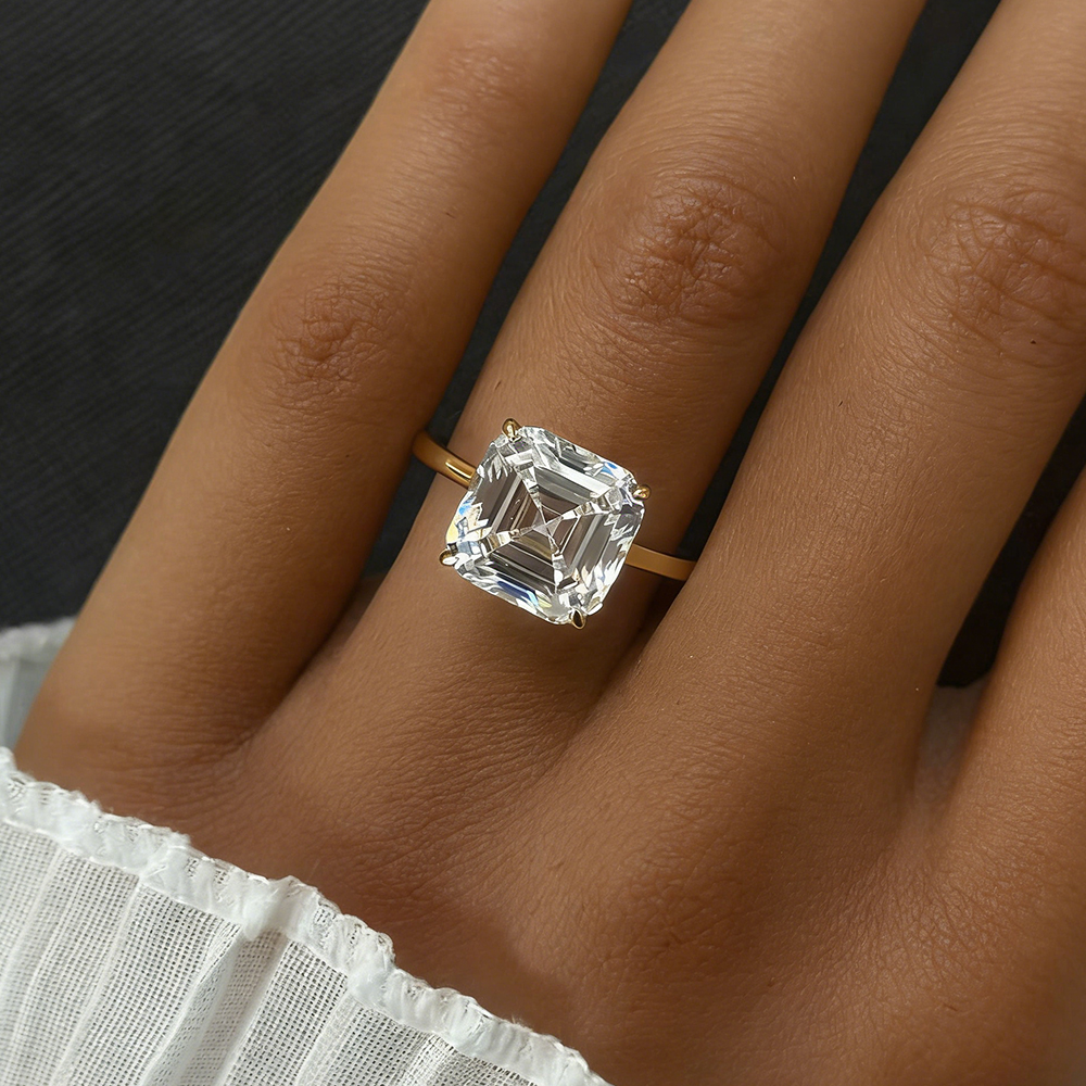 EWYA Asscher Cut 1/2/3/5CT 3EX - Moissanite Ring บทวิจารณ์และราคา