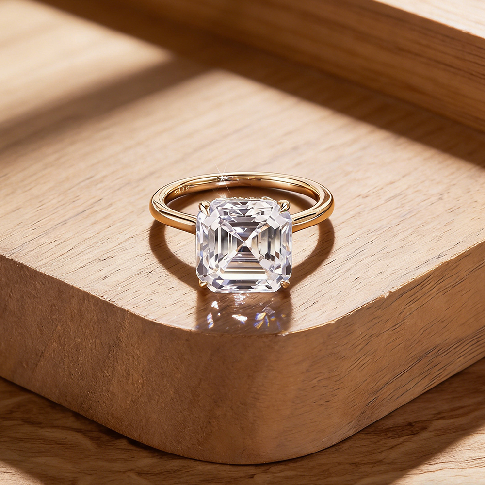 EWYA Asscher Cut 1/2/3/5CT 3EX - Moissanite Ring บทวิจารณ์และราคา