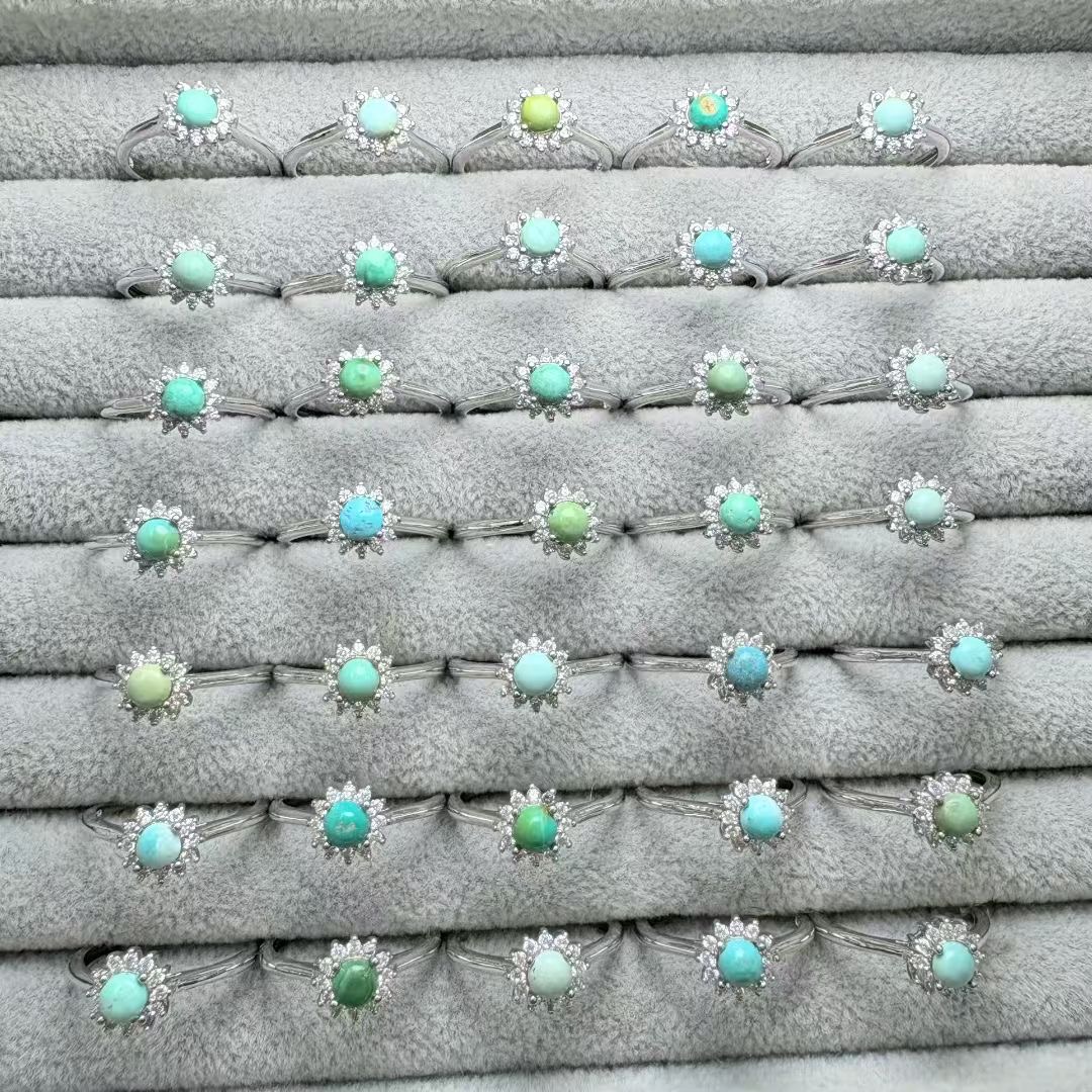 1Pc Fengbaowu Natural Turquois - Turquoise Stone Ring บทวิจารณ์และราคา
