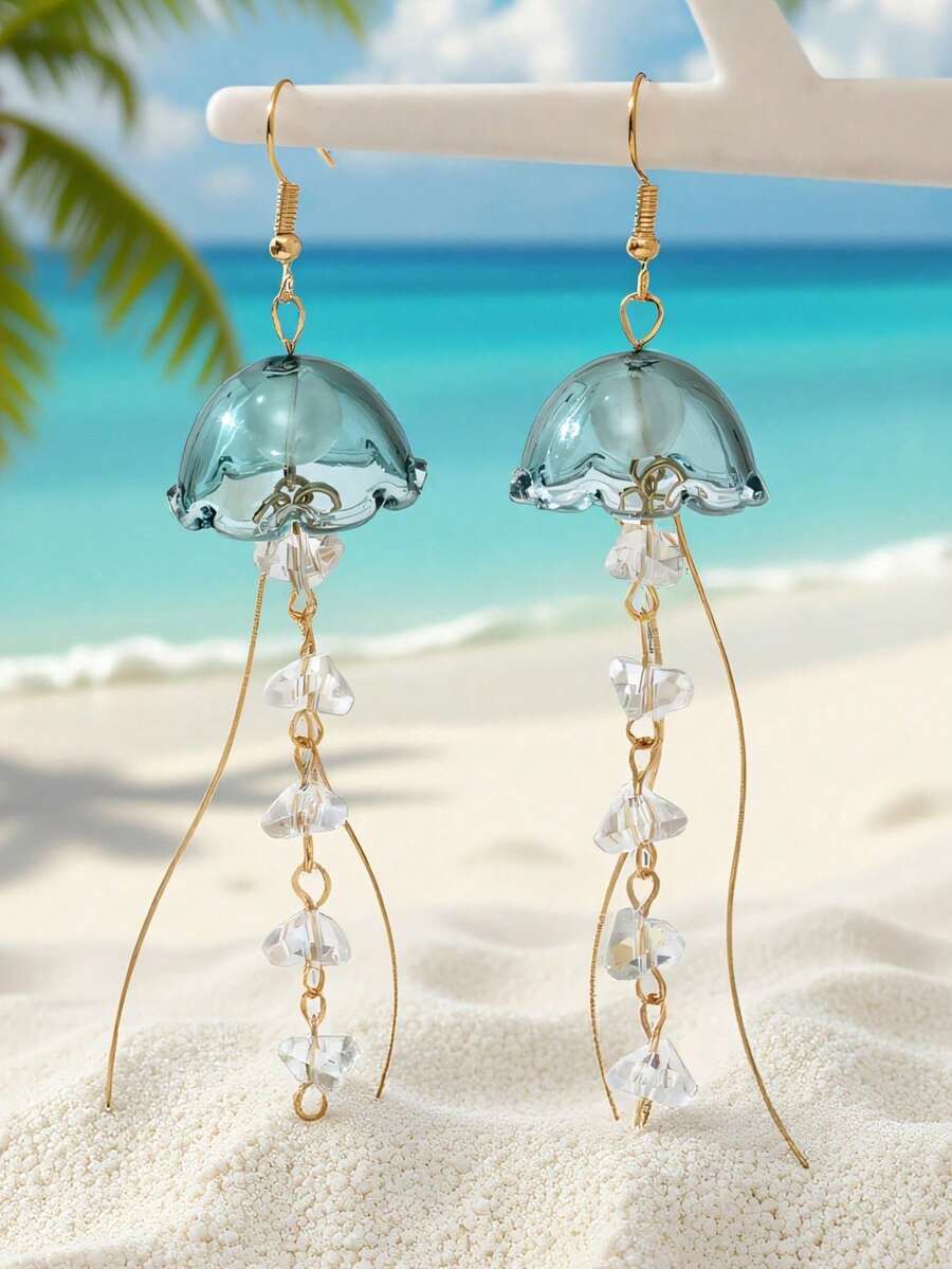 Seafoam Blue Jellyfish Drop Ea - Drop Earrings บทวิจารณ์และราคา