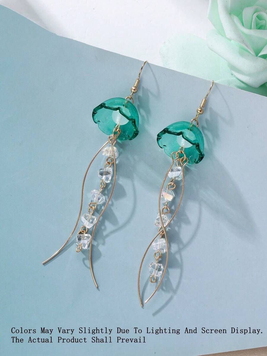 Seafoam Blue Jellyfish Drop Ea - Drop Earrings บทวิจารณ์และราคา
