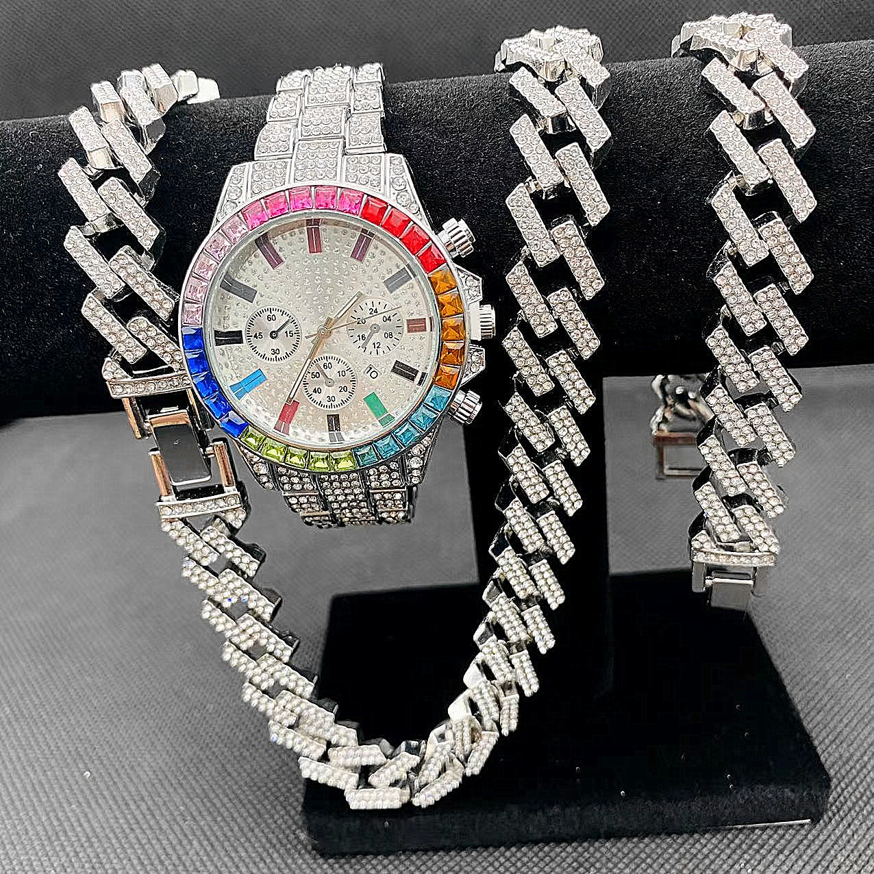 3PCS Hip Hop Mens Women Jewelr - Best Jewelry Watches For Men บทวิจารณ์และราคา