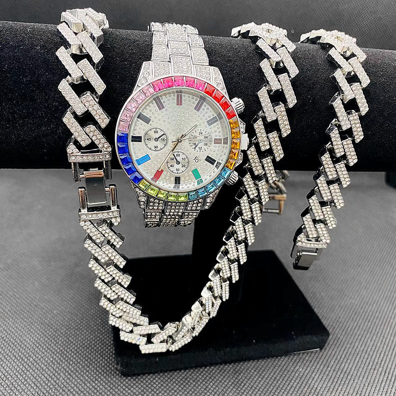 3PCS Hip Hop Mens Women Jewelr - Best Jewelry Watches For Men บทวิจารณ์และราคา