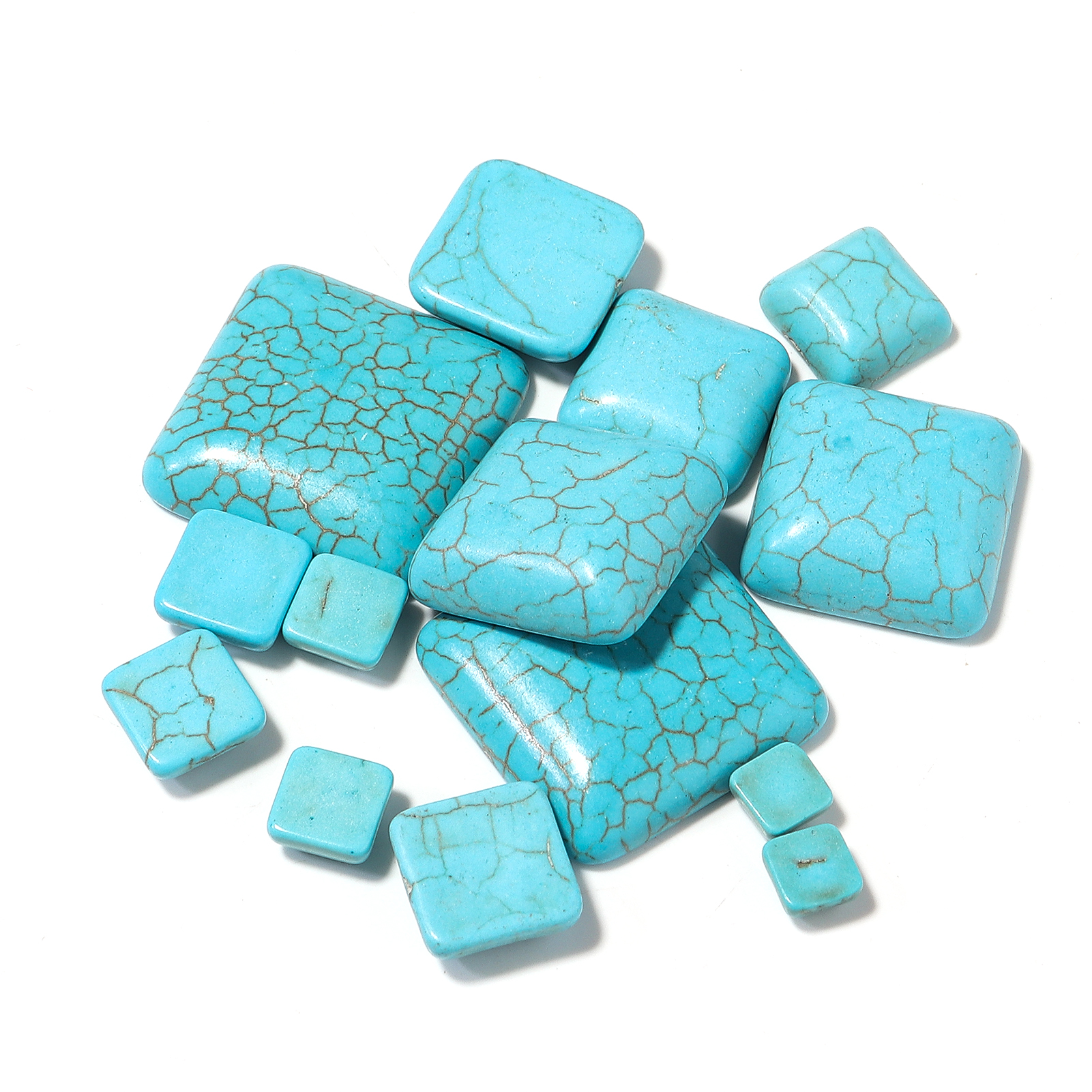 10pcs/lot 6-25mm Square Flat B - Turquoise Stone Ring บทวิจารณ์และราคา