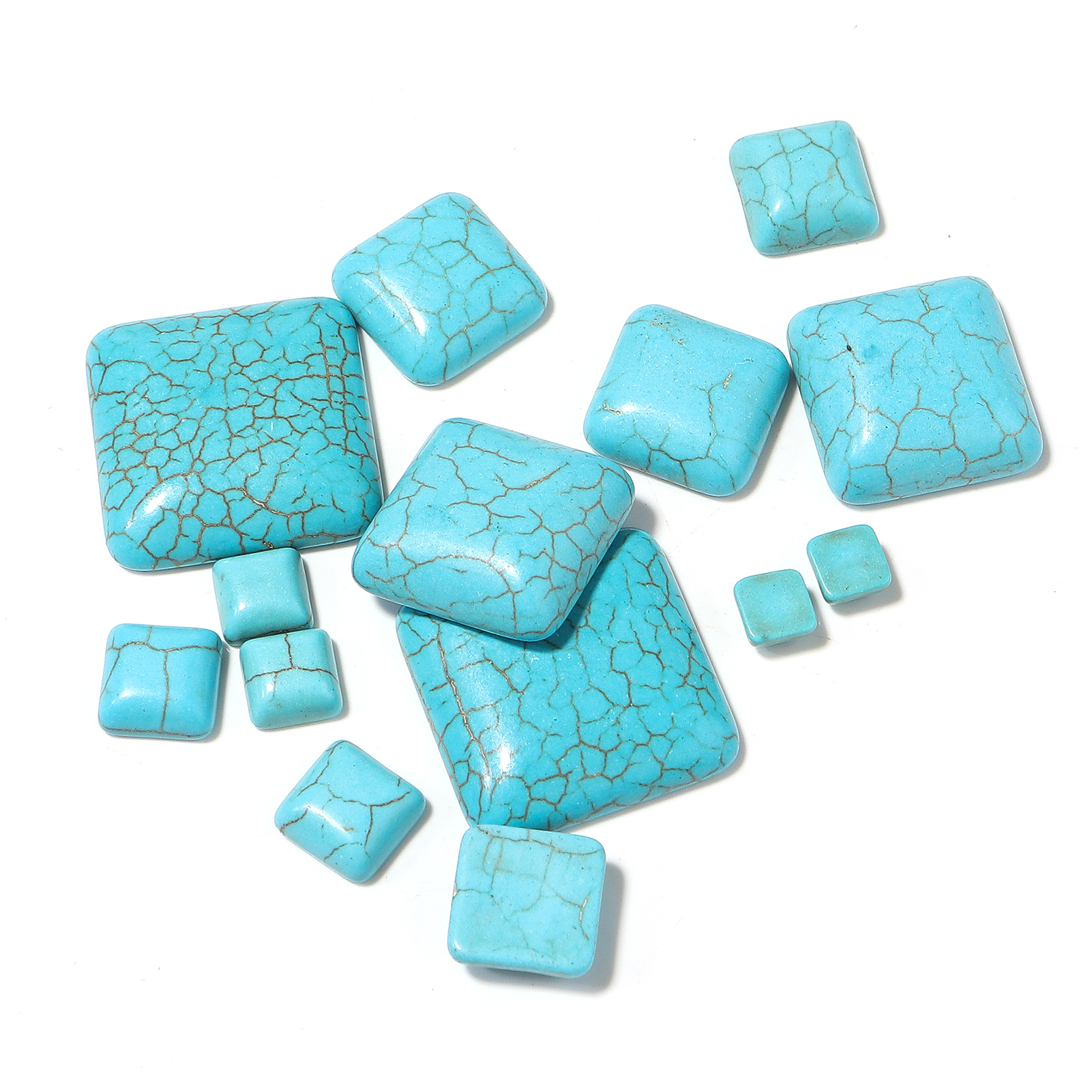 10pcs/lot 6-25mm Square Flat B - Turquoise Stone Ring บทวิจารณ์และราคา