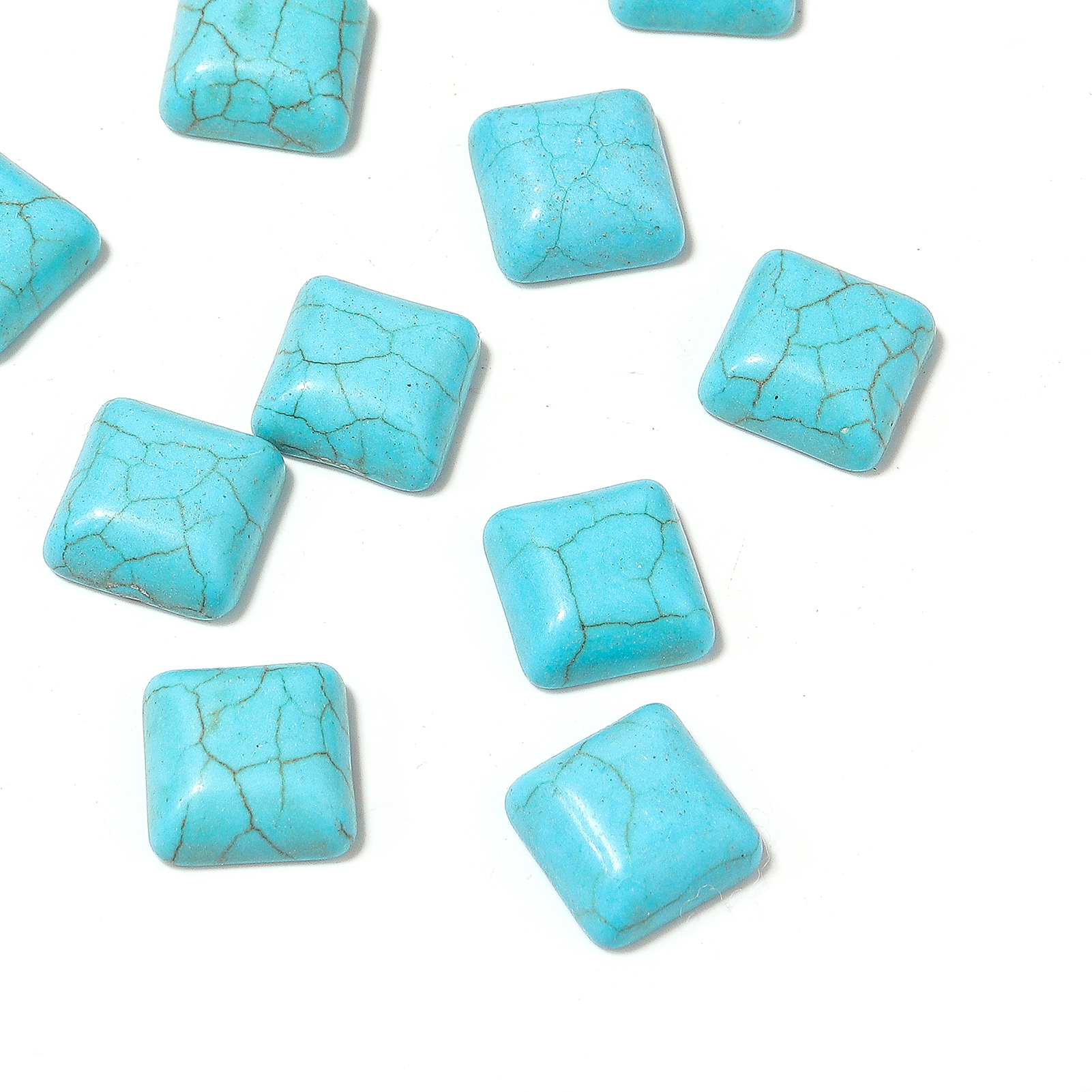 10pcs/lot 6-25mm Square Flat B - Turquoise Stone Ring บทวิจารณ์และราคา