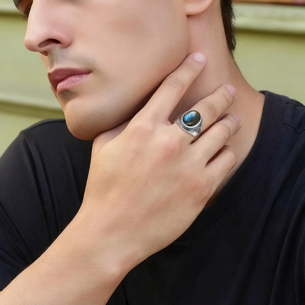 Vintage S925 Sterling Silver 1 - Turquoise Stone Ring บทวิจารณ์และราคา