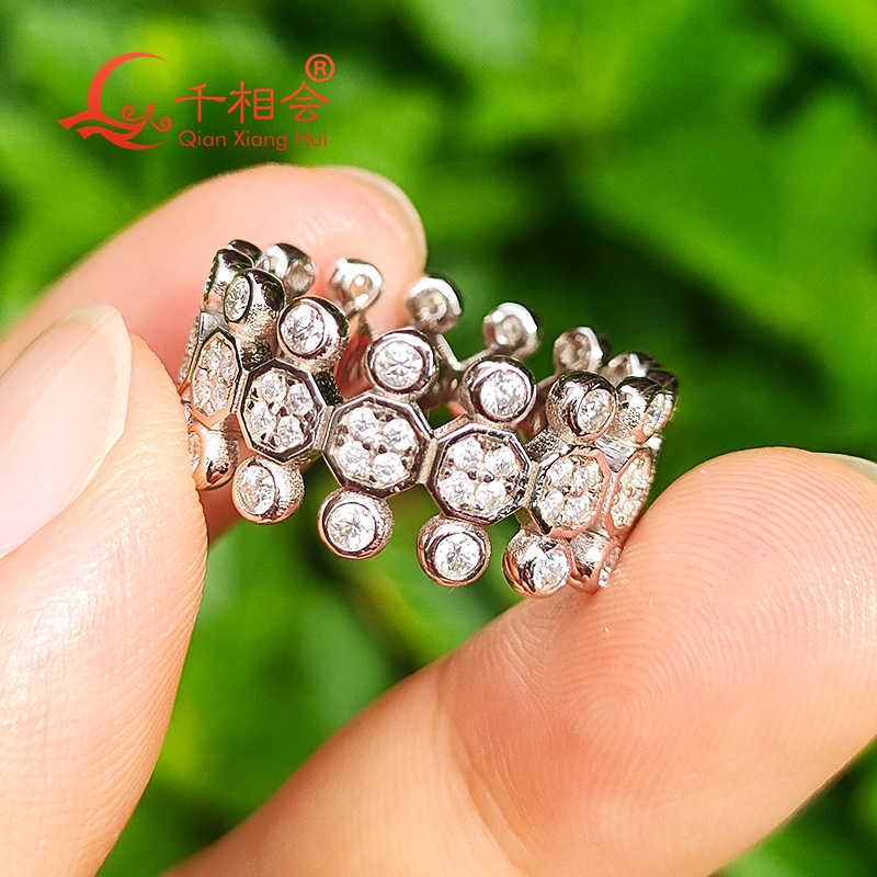 9.5mm 925 silver melee Round h - Moissanite Ring บทวิจารณ์และราคา
