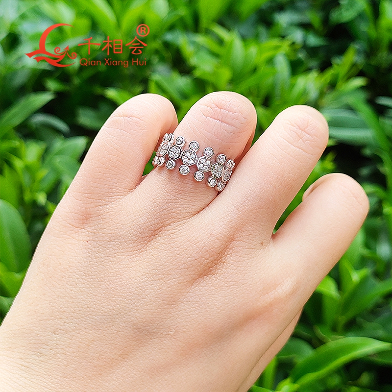9.5mm 925 silver melee Round h - Moissanite Ring บทวิจารณ์และราคา