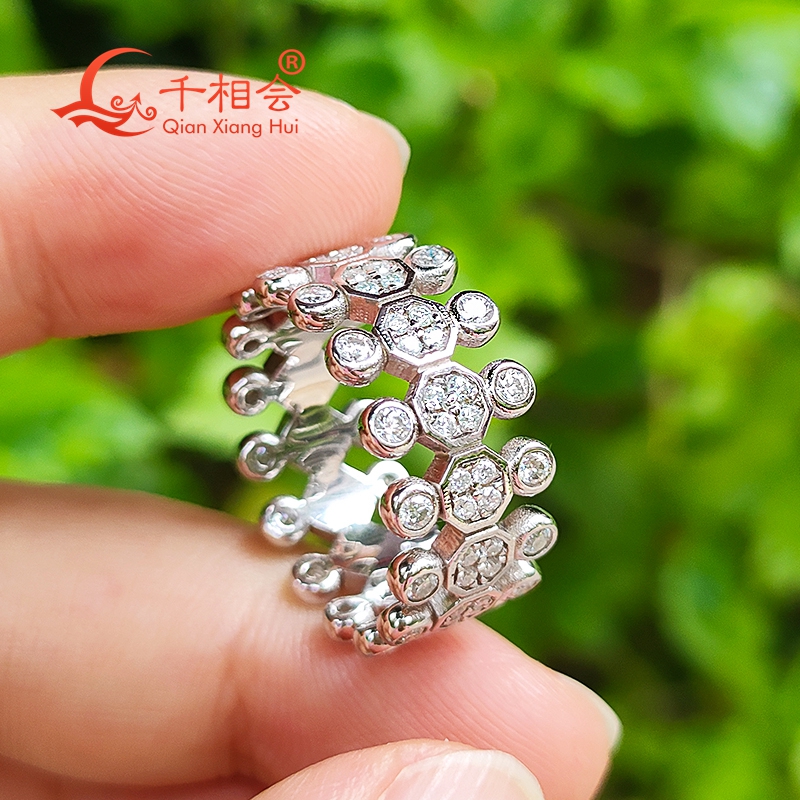 9.5mm 925 silver melee Round h - Moissanite Ring บทวิจารณ์และราคา