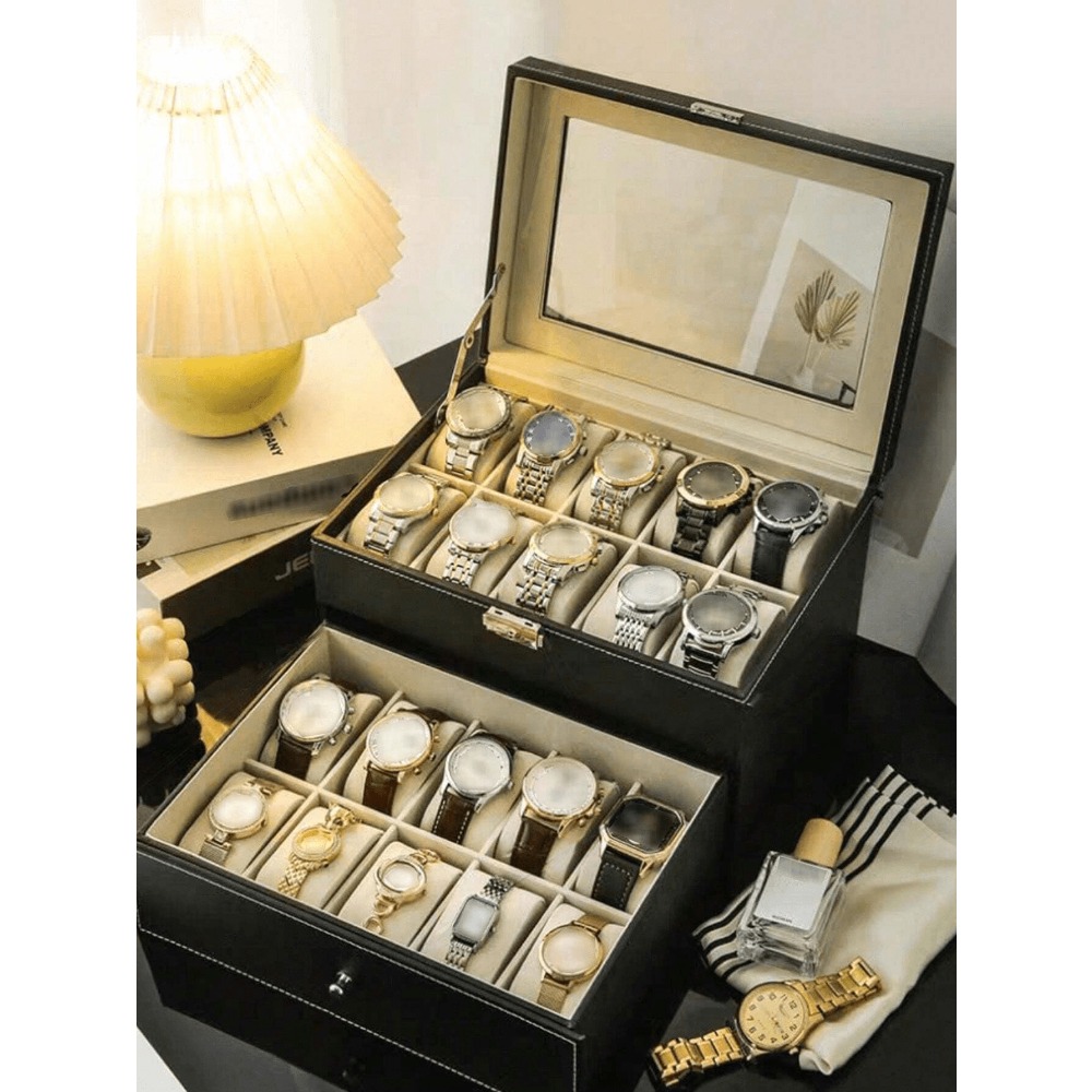 1pc Big Capacity Leather Watch - Jewelry Watches Box บทวิจารณ์และราคา
